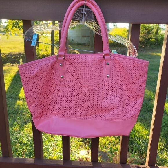 Ladies Tote Coral Bag Purse - Picture 1 of 10